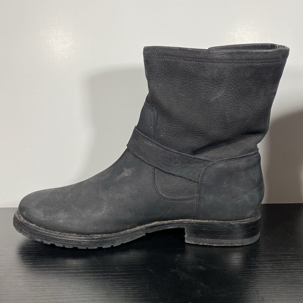 Frye Natalie Short Engineer Boot Black Suede Pull-On Ankle Boots Womens Size 8 B - Picture 5 of 8